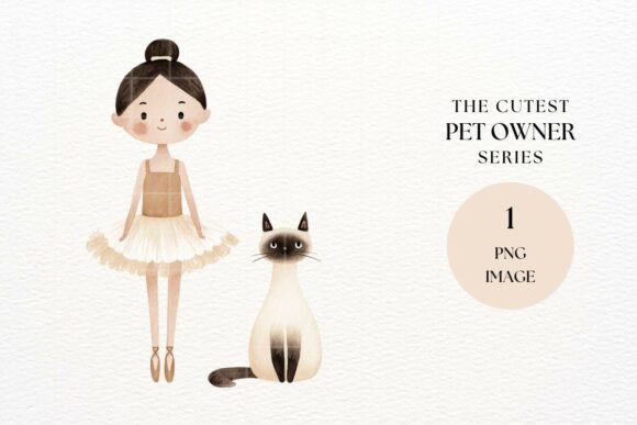 Download Ballerina Girl with Cat Clipart - Premium Resources
